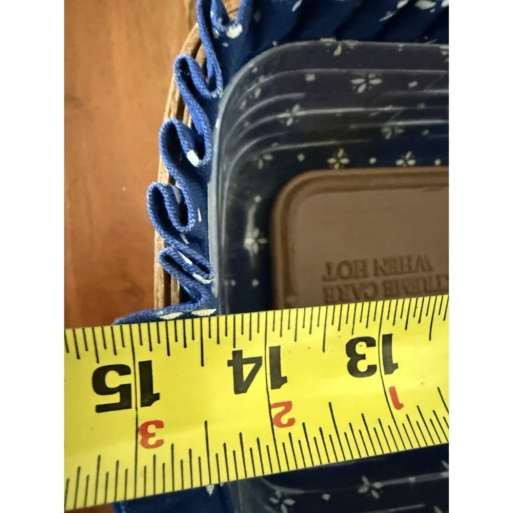 LONGABERGER 1993 BREAD BASKET Blue FABRIC LINER & PROTECTOR & BRICK, COTTAGECORE